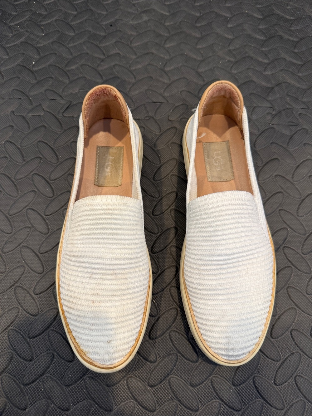 UGG Men’s White Knit Slip-On Loafers
